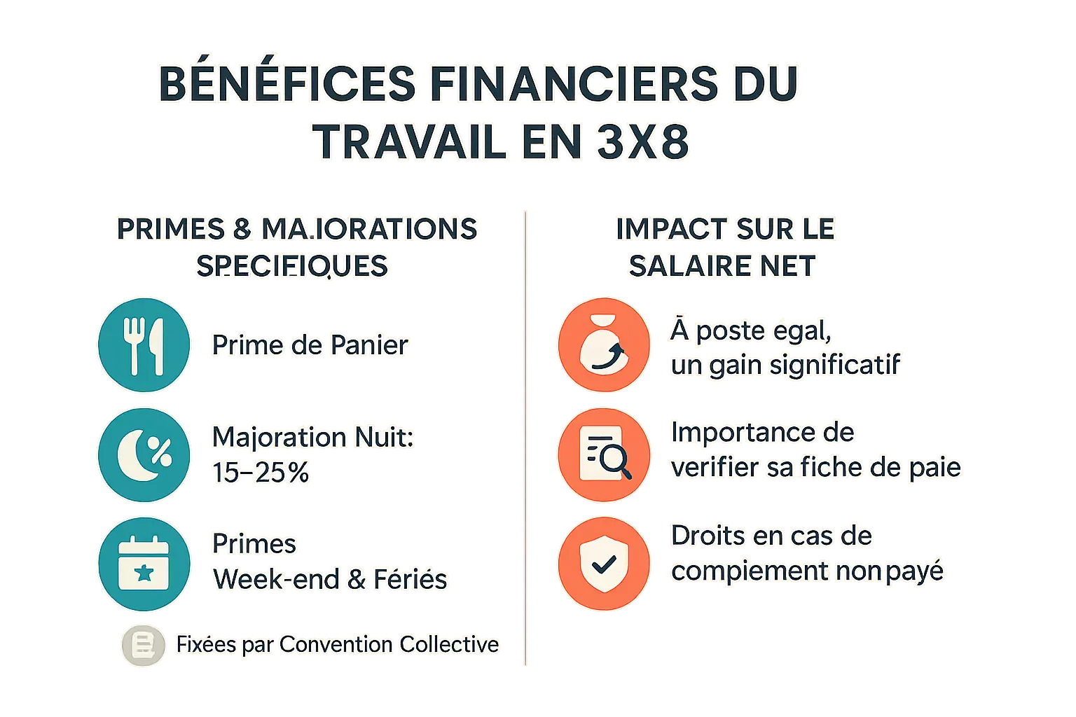 Illustration des avantages financiers du travail en 3x8